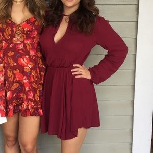 Maroon backless romper